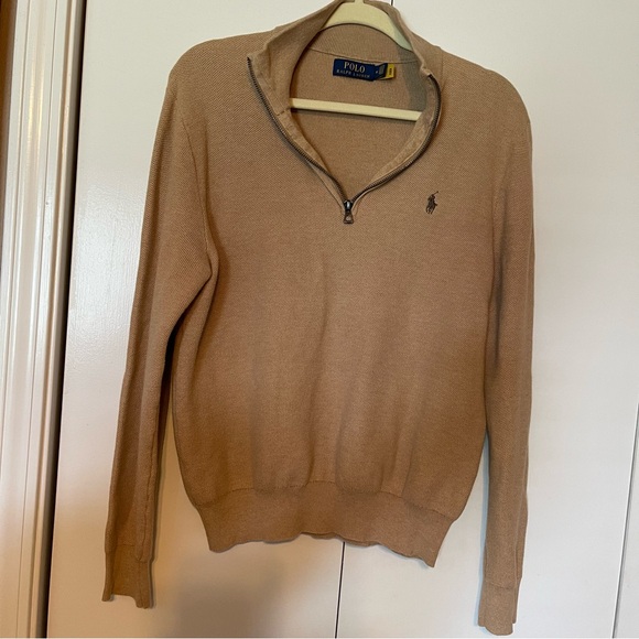 Ralph Lauren Other - Polo Ralph Lauren Half Zip Beige Sweater 100% Cotton Size Medium